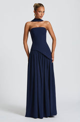 Rynellea - Elegantes trägerloses Abendkleid – Marineblau