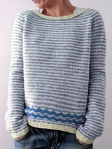 Malyn – gestreifter pullover für damen – Blau gestreift