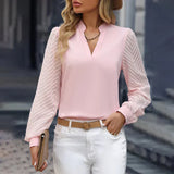Marlotte | Damen V-Ausschnitt Langarm Bluse – Rosa