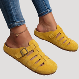 Matilda | Damen Schnallen Clogs mit Cut-Out Details – Gelb