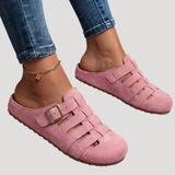 Matilda | Damen Schnallen Clogs mit Cut-Out Details – Rosa