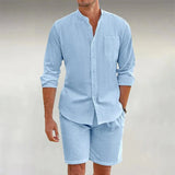 Matteo | Herren Leinenset Sommer Entspannt Zweiteilig – Himmelblau