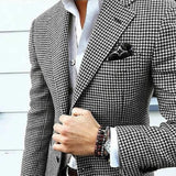 Matteo | Herren Hahnentritt Muster Blazer Sakko – Schwarz