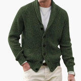 Matteo | Herren Schalkragen Strickjacke mit Knöpfen – Olivgrün