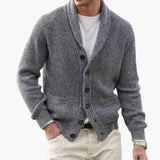 Matteo | Herren Schalkragen Strickjacke mit Knöpfen – Grau