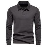 Matthias | Herren Langarm Poloshirt mit Polokragen – Dunkelgrau