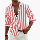 Mattias | Damen Gestreiftes Langarm Herrenhemd – Rot