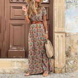 Liora | Maxi Ibiza Kleid im Hippie-Stil + GRATIS Gürtel – Braun
