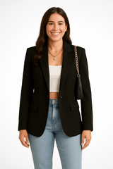 Maximiliane | Damen Business Blazer Tailliert Einknopf – Schwarz