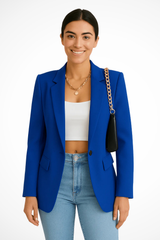 Maximiliane | Damen Business Blazer Tailliert Einknopf – Blau
