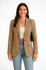 Maximiliane | Damen Business Blazer Tailliert Einknopf – Khaki