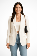 Maximiliane | Damen Business Blazer Tailliert Einknopf – Weiß