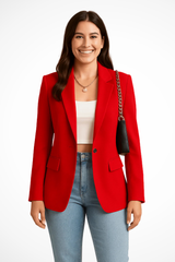 Maximiliane | Damen Business Blazer Tailliert Einknopf – Rot