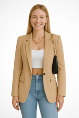 Maximiliane | Damen Business Blazer Tailliert Einknopf – Beige