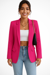 Maximiliane | Damen Business Blazer Tailliert Einknopf – Rosa