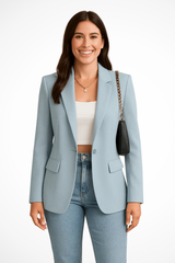 Maximiliane | Damen Business Blazer Tailliert Einknopf – Hellblau
