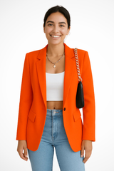 Maximiliane | Damen Business Blazer Tailliert Einknopf – Orange