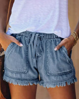 Zinnia – Farbige Jeansshorts – Blau