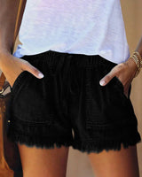 Zinnia – Farbige Jeansshorts – Schwarz
