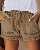 Zinnia – Farbige Jeansshorts – Khaki