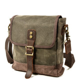 Matera™ – Vintage Canvas Umhängetasche aus Gewachster Baumwolle und Leder, Unisex, 4,5L – Armeegrün