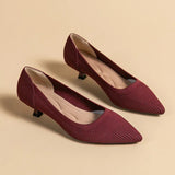 Solvei | Damen Kitten Heel Pumps Spitze Zehenpartie – Rot