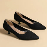 Solvei | Damen Kitten Heel Pumps Spitze Zehenpartie – Schwarz