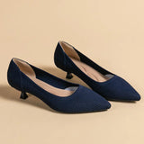 Solvei | Damen Kitten Heel Pumps Spitze Zehenpartie – Blau