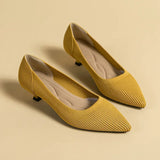 Solvei | Damen Kitten Heel Pumps Spitze Zehenpartie – Gelb