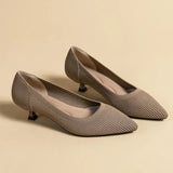 Solvei | Damen Kitten Heel Pumps Spitze Zehenpartie – Khaki