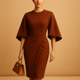 Damen Midikleid | Taillenbanddetail für den täglichen Gebrauch – Braun