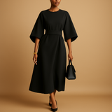 Damen Midikleid | Taillenbanddetail für den täglichen Gebrauch – Schwarz