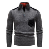 Pullover Herren Mit Reißverschluss | Zipper Design Mit Brusttasche – Grau