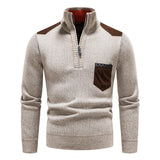 Pullover Herren Mit Reißverschluss | Zipper Design Mit Brusttasche – Beige