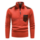 Pullover Herren Mit Reißverschluss | Zipper Design Mit Brusttasche – Orange