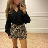 Minirock mit gestuften Volants – Hoch geschnittenes Design für Damen – Leopard