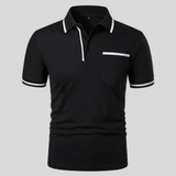 Miro | Herren Poloshirt Mit Kontrast Taschen Alltag – Schwarz
