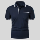 Miro | Herren Poloshirt Mit Kontrast Taschen Alltag – Marineblau