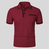 Miro | Herren Poloshirt Mit Kontrast Taschen Alltag – Weinrot