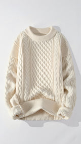 Abdal Kabelstrickpullover – Beige