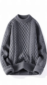 Abdal Kabelstrickpullover – Grau