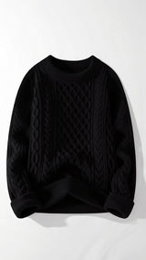 Abdal Kabelstrickpullover – Schwarz