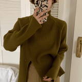Aella Gerippter Rollkragenpullover – Olive Grün