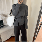 Aella Gerippter Rollkragenpullover – Grau