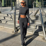 Agatha Crop-Top- und Hosen-Set – Grau