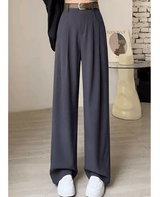 Aimie Hochtaillierte Hose mit Weitem Bein – Grau