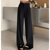 Aimie Hochtaillierte Hose mit Weitem Bein – Schwarz