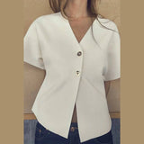 Alba Zweiknopf-Bluse – Weiß