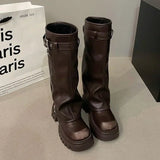 Ambrose Kniehohe Plateau-Stiefel – Braun