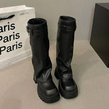 Ambrose Kniehohe Plateau-Stiefel – Schwarz